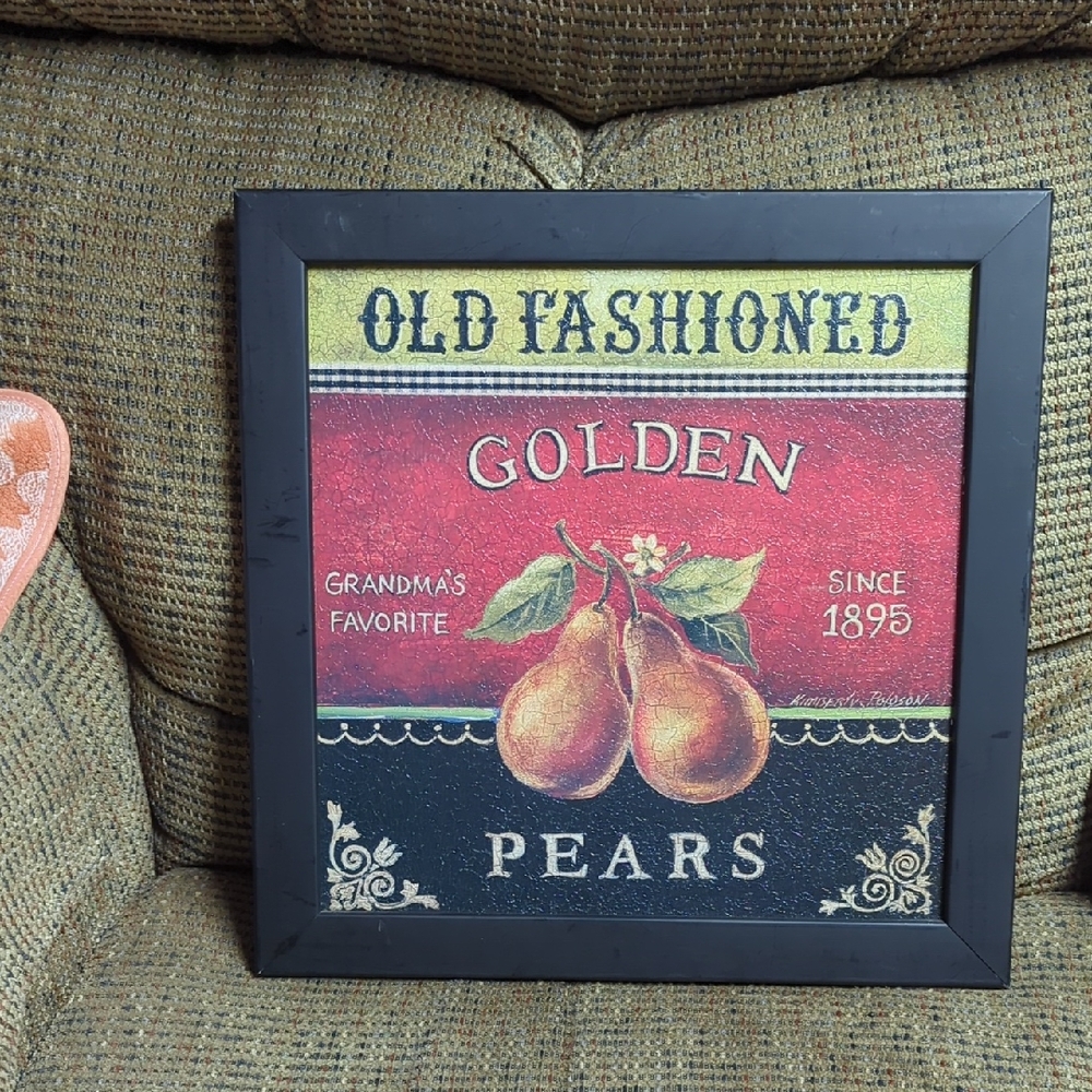 Target Vintage Pears Wall Art - Red and Gold